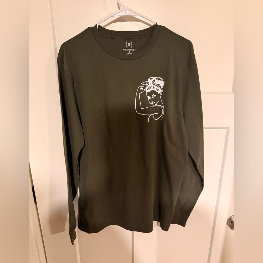 George Men's Dark Green Long Sleeve Graphic Tee